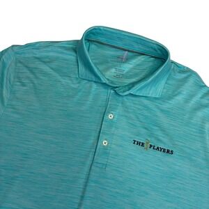 Johnnie O Mens Polo Shirt Featherweight The Players Golf Aqua Blue Size L
